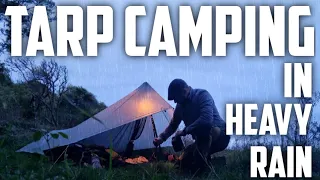 Solo Tarp Camping in Heavy Rain - Aricxi Ultralight Tarp - Solo Wildcamping - Camping in Bad Weather