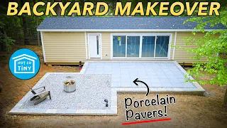 How to install PORCELAIN PAVERS // BACKYARD PATIO MAKEOVER DIY!