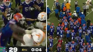 Florida's bench clears after Graham Mertz takes illegal hit in final play vs. Tennessee 👀