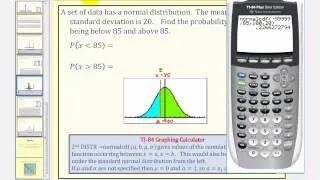 Normal Distribution:  Find Probability of Data Values Using the TI84