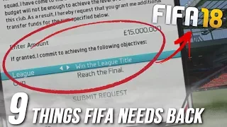 9 THINGS WE ALL WANT BACK ON FIFA CAREER MODE!!! | ft. Sponsors, Funds Requests and Better AI!