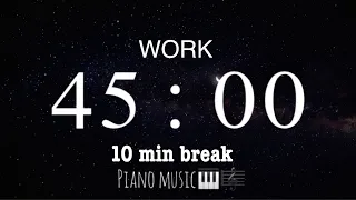 Pomodoro Technique Hẹn giờ 45 phút tập trung & học tập | Piano music| 45 minutes Study & Focus Timer