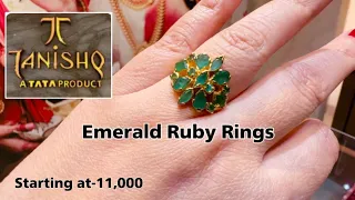 Tanishq 22k Ruby & Emerald Finger Ring Designs with Price/Gemstone Finger Ring/Diamond Ring/Deeya