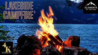4K UHD Crackling Sunset Campfire by the Lake for Relaxing/Romantic (3D Sound)