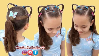 Penteado Infantil Fofo com Orelhinhas de Gatinho 😻| Braided Cat Ears | Cute Girls Hairstyles 😻