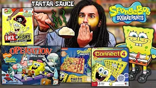 Playing EVERY SPONGEBOB GAME!! LOSER EAT SPOON FULL OF OLD TARTER SAUCE... *TARTER SAUCE CHALLENGE!*