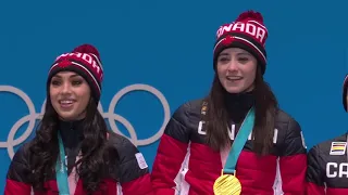 2018 Olympics Team Medal Ceremony Russia USA Canada Patrick Chan Katelyn Osmond Tessa Virtue