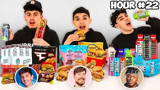 Eating Youtubers Foods Only For 24 Hour Challenge With Brothers! (MrBeast, FaZe Rug, KSI)