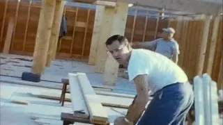 1960's - Building a Two Car Garage & Kids Playing In The Snow - Family Vintage Home Video Footage