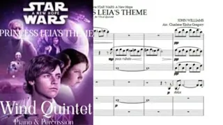 John Williams - STAR WARS Princess Leia's Theme - Wind Quintet & Piano Score Sheet Music & Trailer