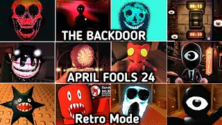 DOORS The Backdoor Vs DOORS April Fools 2024 Vs DOORS Retro Mode All Entity Jumpscares Showcase