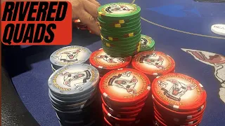 I River Quads And Opponent Bets Into Me!!! -  Kyle Fischl Poker Vlog Ep 160