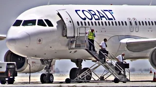 Cobalt Air First A320-233 Landing at Larnaca - NEW AIRLINE -  Plane Spotting / Close views