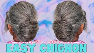 How to do an EASY chignon hairstyle - Quick chignon updo