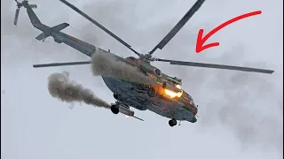 Ukrainian Mig-8 Helicopter Firing a Unguided Rocket Salvo at Russian Positions