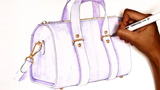 Handbag illustration using pencil drawing and markers