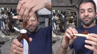 UAE Astronaut Eating Honey Sandwich in Space Fascinates
