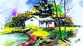 Watercolor Painting Tutorial: Tranquil House in the Wood