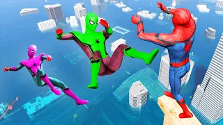 GTA 5 Rainbow Spiderman Flooded Los Santos Jumps and Falls (GTA V Ragdolls & Fails)