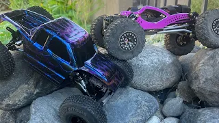 SCX24 Mazz Designs Cheat Code VS Furitek Scythe “purple people eater”.