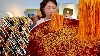 ASMR Really Spicy Ramen, Shrimp Balls, Buldak Ramen Stew Type MUKBANG | Eating Show