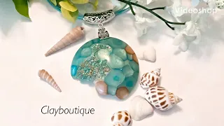 Polymer Clay  Faux polished Ocean Jasper with Druzy