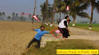 Balloon Prank in Public Seat  Popping Balloon In Seat Prank  WITH Girl