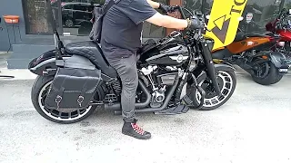 Fat boy 114. Vance & Hines mini grenade exhaust system sound🔥. love the sound..