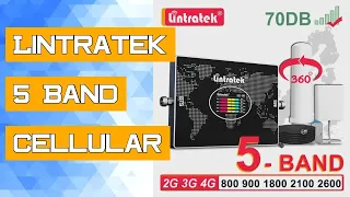 Lintratek 5 Band Cellular Amplifier LTE B20 800 900 1800 2100 2600 B7 GSM 2G 3G 4G Signal Booster Om