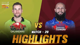 Match 20 I Qalandars vs Karnataka Tuskers I Day 7 I Aldar Properties Abu Dhabi T10