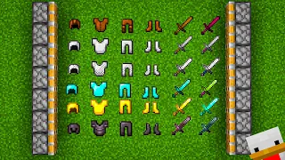 I combined all the armor and all the swords in Minecraft