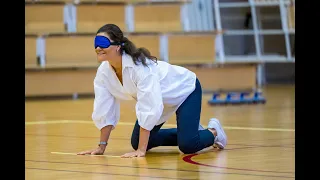 Crown Princess Victoria sporting - with a blindfold!