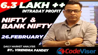 NIFTY PREDICTION  & BANKNIFTY ANALYSIS FOR 26 FEBRUARY - NIFTY TARGET FOR TOMORROW CODEVISER