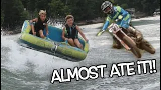 EPIC MOTO BATTLE AND EXTREME RAFTING ON THE LAKE!!