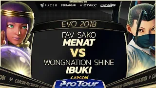 FAV Sako (Menat) vs WN Shine (Ibuki) - EVO 2018 - Semi Finals - SFV - CPT 2018