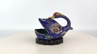 Шкатулка для украшений "Лебедь-кит". Китай, эмаль клуазоне, 1950-1980 гг.