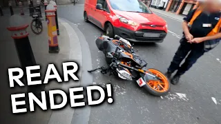 Motorcycle CRASH! I got REAR ENDED by distracted driver...