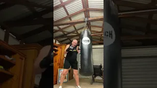 Heavy bag and floor to ceiling ball workout by veteran