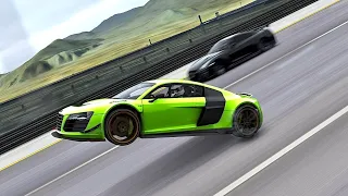 100000 HP Audi R8 NITRO WHEELIE vs 75000 HP Nissan GT-R Godzilla at Special Stage Route X