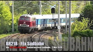 BR 218 155-0  der NeSA mit SVG Freizeitexpress Südbahn, 1. Mai 2024, Ulm Hbf und bei Amstetten