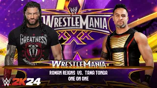 WWE 2K24 - ROMAN REIGNS vs. TAMA TONGA AT WRESTLEMANIA