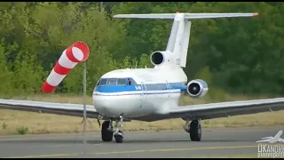 Sukhoi Yak-40 is small and bold. Decorated and flew away.