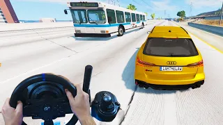 Cars vs oncoming traffic | Full immersion with steering wheel | BeamNG Drive