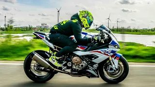 BMW S1000RR M PACK FULL AKRAPOVIC SYSTEM EXHAUST SOUND / WHEELIE / FLY BY / REVS