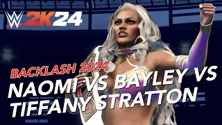 WWE 2K24 Bayley vs Naomi vs Tiffany Stratton - Women's Championship - Backlash  |  CPU vs CPU Sim