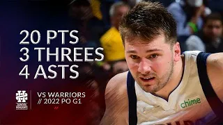 Luka Doncic 20 pts 3 threes 4 asts vs Warriors 2022 PO G1