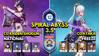 C0 Raiden National & C0 Ayaka Freeze | Spiral Abyss 3.5 Floor 12 9 Stars | Genshin Impact 3.5