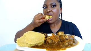 Asmr mukbang ogbono soup with garri fufu