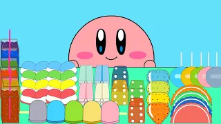 Kirby Animation - Rainbow Desserts Mukbang (Strawberry Tanghulu, Watermelon Jelly) #kirby