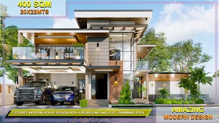 House Tour | Amazing 2 Storey Modern House design With 4 Bedrooms And Cozy Swimming Pool( Walk Tour)